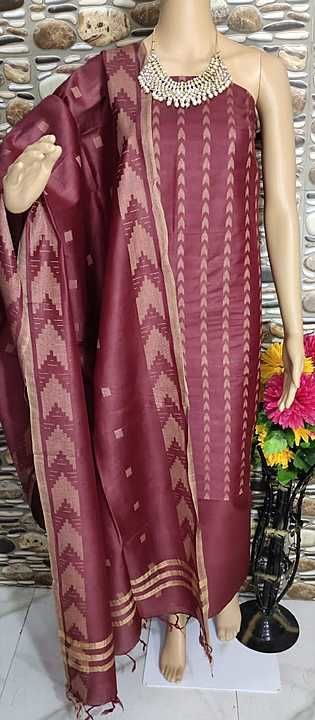 Katan silk dobi weave designer dress material for more update or order pliz contact me  uploaded by business on 11/24/2020