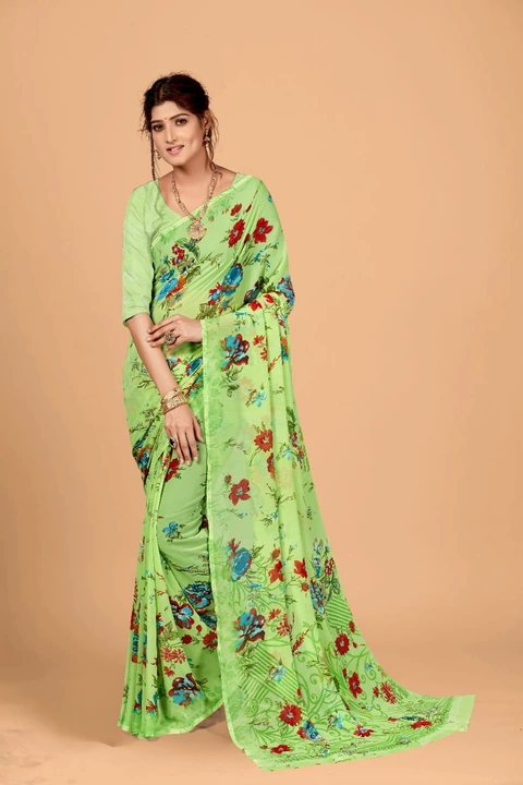 Pure Georgette printed saree with blouse  uploaded by business on 8/13/2022