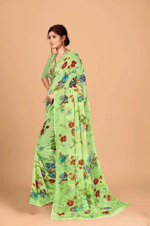 Pure Georgette printed saree with blouse  uploaded by Dev exports on 8/13/2022