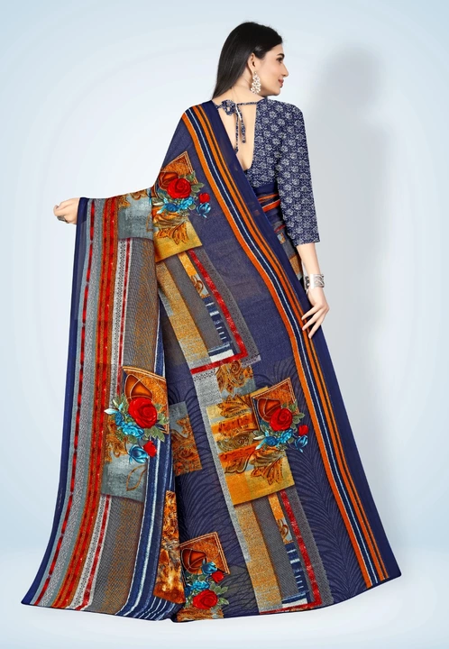 Pure Georgette printed saree with blouse  uploaded by Dev exports on 8/13/2022