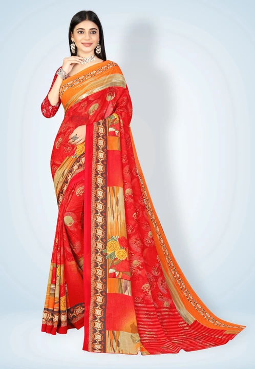 Pure Georgette printed saree with blouse  uploaded by business on 8/13/2022