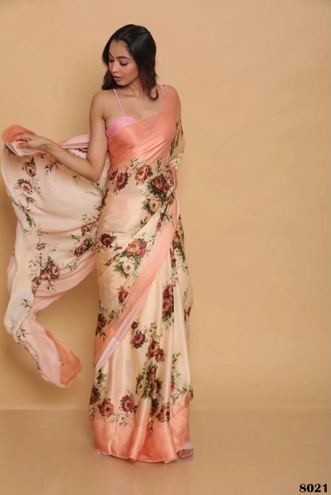 Peace Pure Japan Satin Digital Printed Saree with Blouse uploaded by business on 8/13/2022