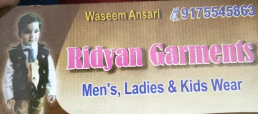 Visiting card store images of Ridyan garments 
