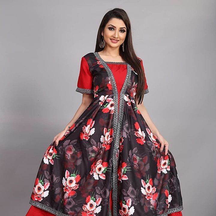 Digital printed western Gown uploaded by business on 11/24/2020