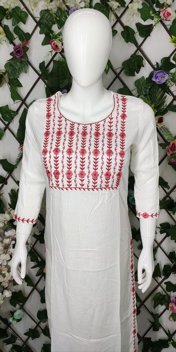Rayon Embroidery wrok kurti and pant set uploaded by Trefa Products on 8/13/2022