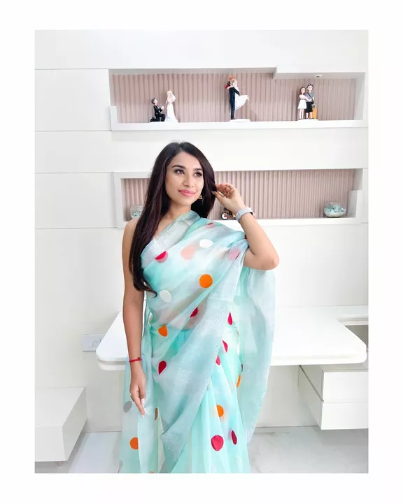 Polka dot saree uploaded by business on 8/14/2022