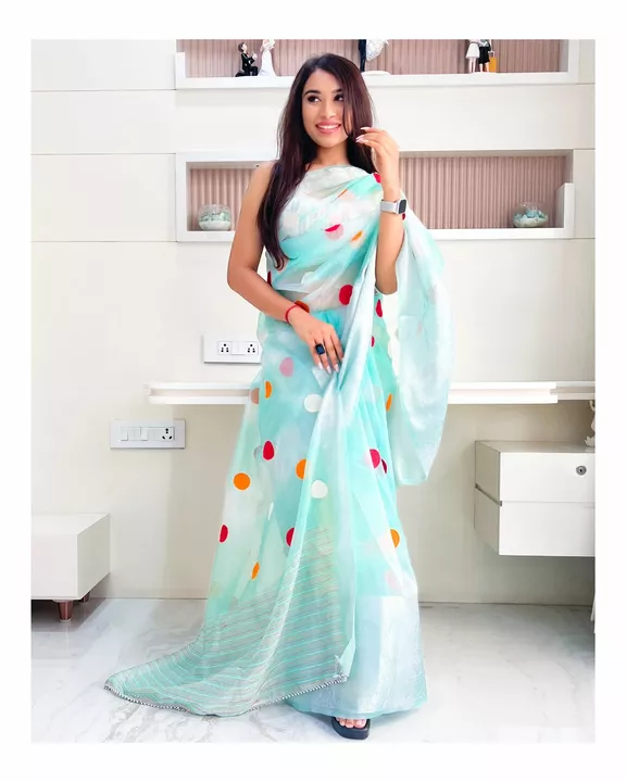 Polka dot saree uploaded by business on 8/14/2022
