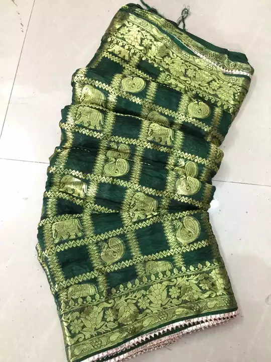 Hathi moar print saree uploaded by Vaishnavi bandhani on 8/14/2022