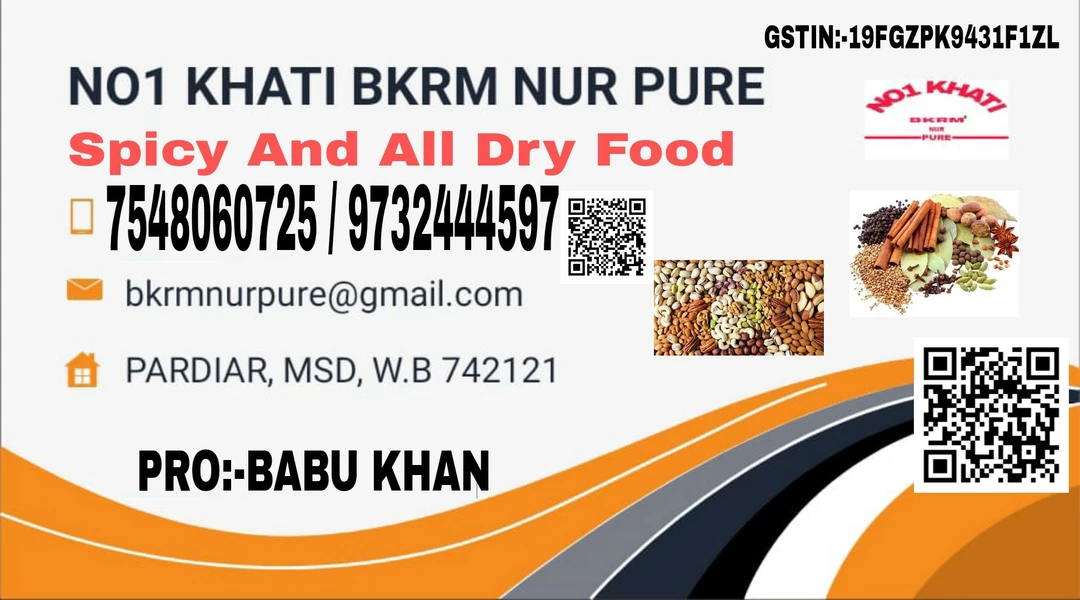 Visiting card store images of BKRM NUR PURE PVT LTD