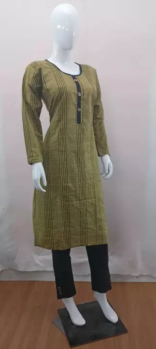 Product image with price: Rs. 220, ID: khadi-cotton-green-stripes-kurti-trouser-set-just-for-rs-220-b6016f5b