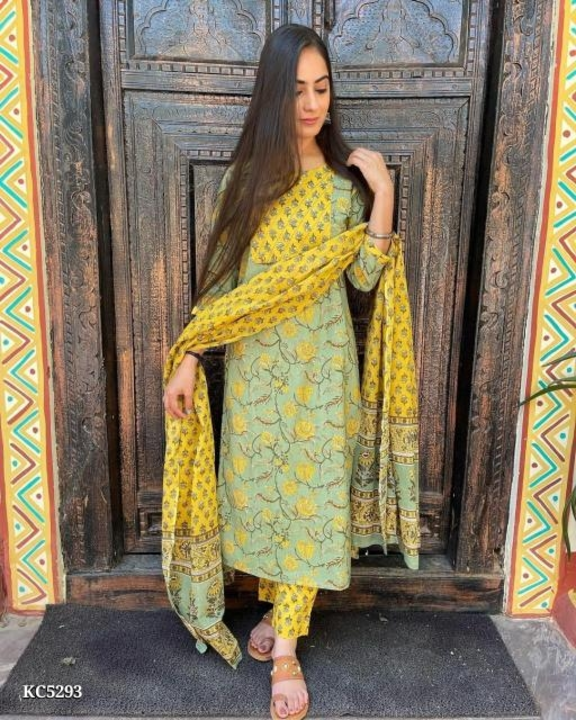 Cotton printed kurti and pant with dupatta  uploaded by business on 8/15/2022