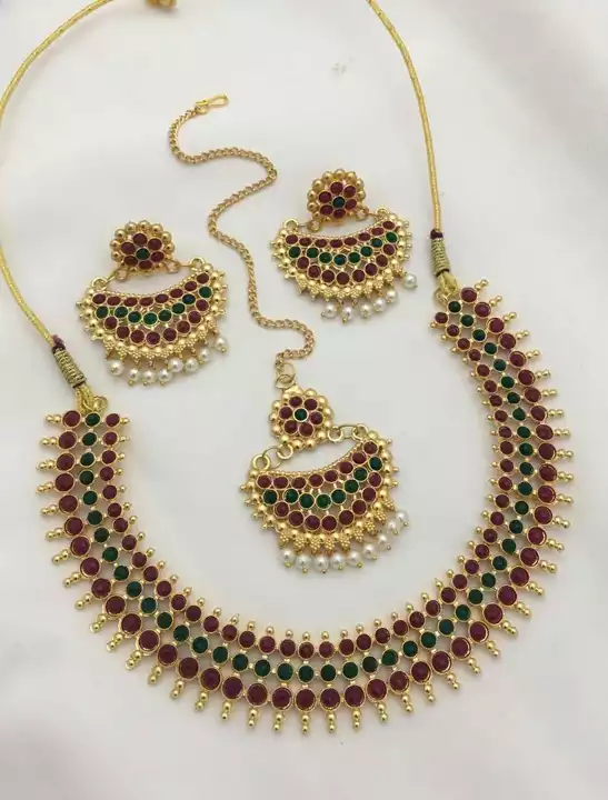 💍💍💍💍💍💍💍💍 INDIAN JEWELLERY *Necklace, earrings, mang tika* *navratri special* uploaded by SN creations on 8/15/2022