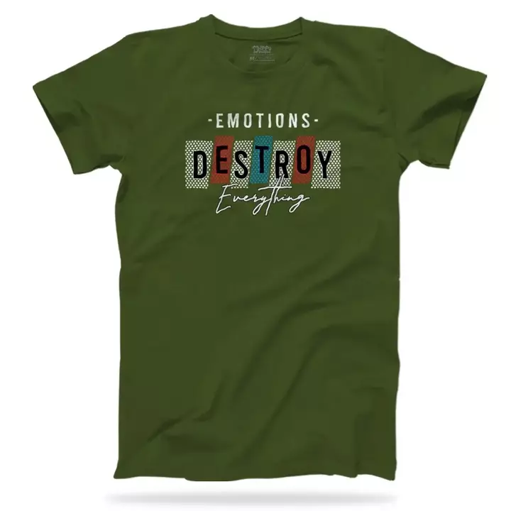 
"EMOTIONS DESTROY" Typography Printed Round Neck Half Sleevee Premium Cotton T-shirt uploaded by business on 8/15/2022