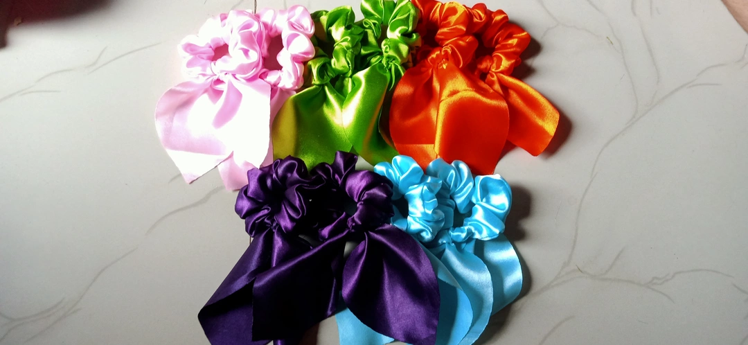 Satin short tail scrunchies - uploaded by Hair accessories by nisha on 8/16/2022