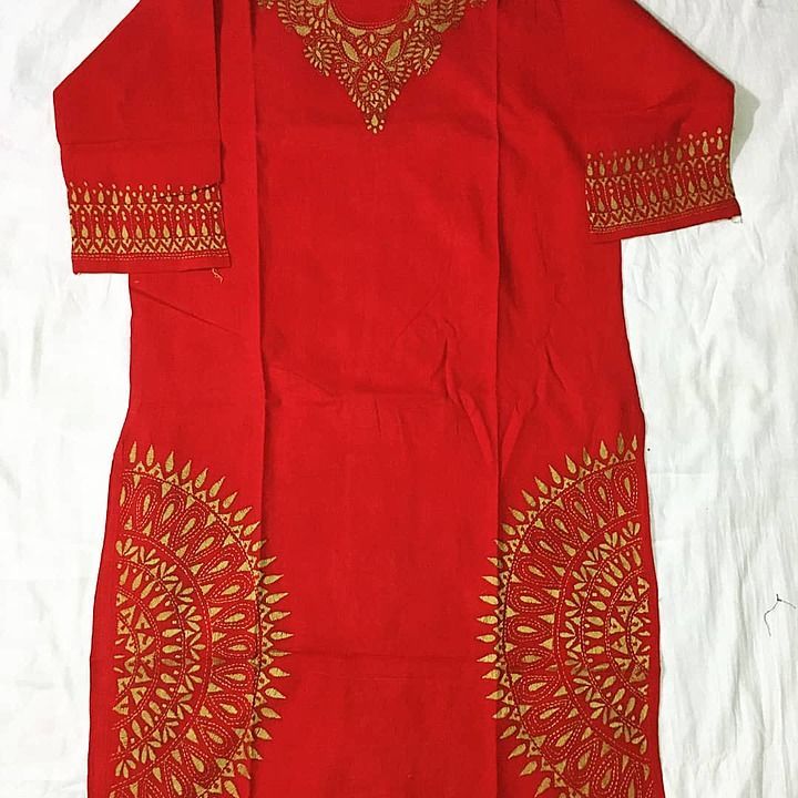 Hand embroidered cotton long Kurti uploaded by business on 11/25/2020