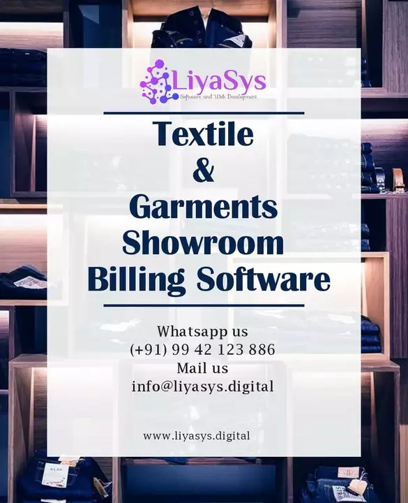 Billing software for garments and textiles showroom uploaded by LiyaSys on 8/16/2022