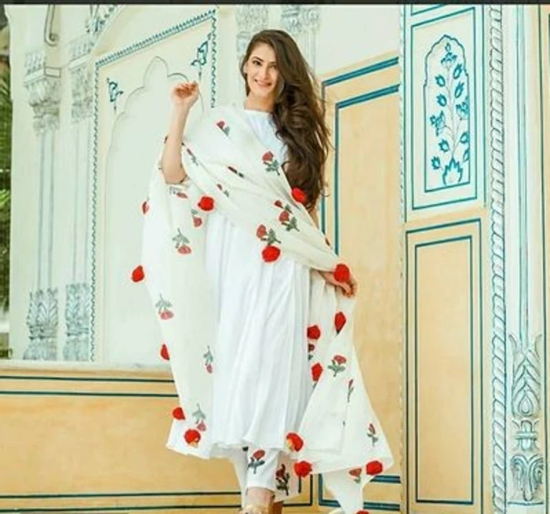 Stylish Rayon White Kurta With Pant And Dupatta For Women uploaded by business on 8/16/2022