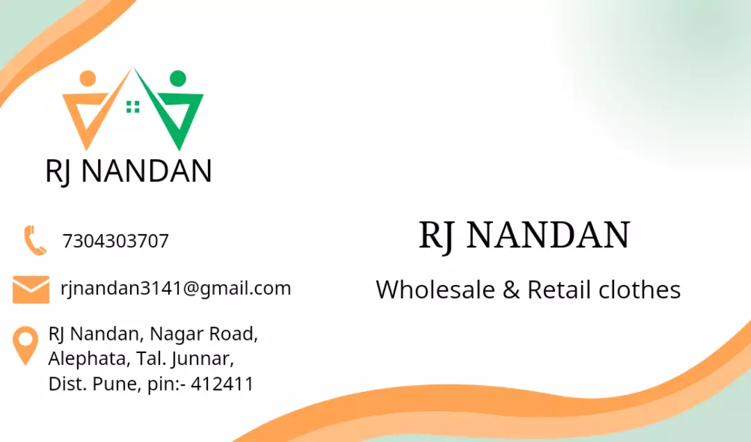 Visiting card store images of RJ Nandan
