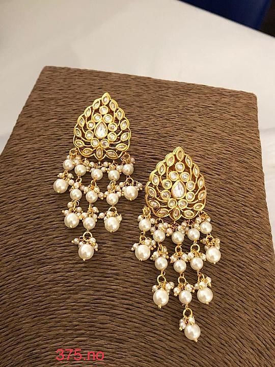 Kundan with Pearls Earrings... Shipping extra uploaded by business on 11/25/2020