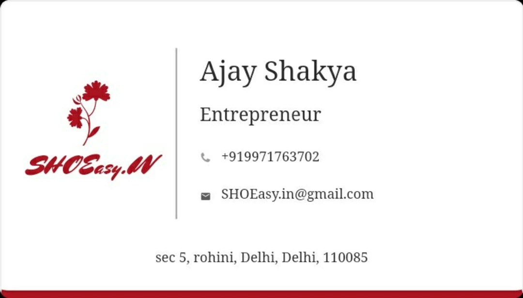 Visiting card store images of SHOEasy.in
