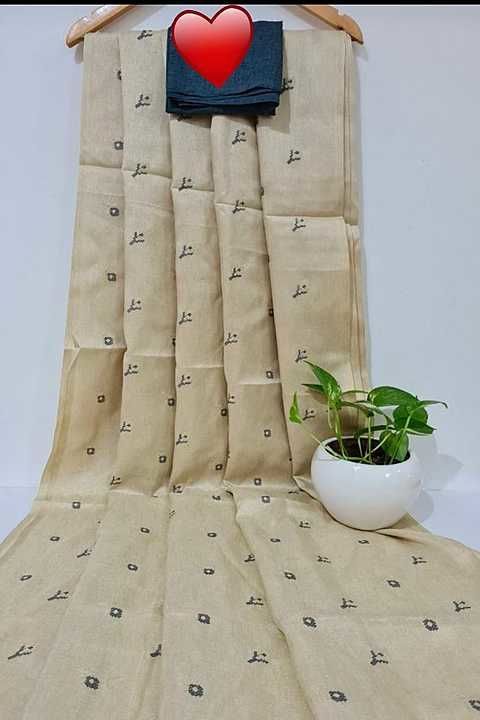 Pure linen embroidery saree uploaded by business on 11/26/2020