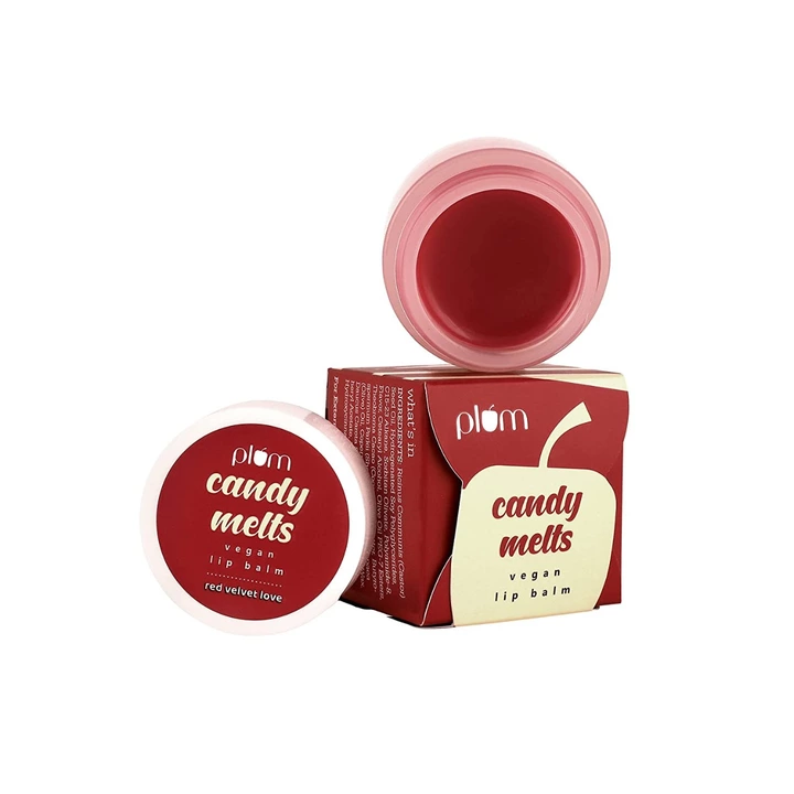 Post image Plum Candy Melts Vegan Lip Balm - Red Velvet Love
Finish: Glossy
Color: Red
Type: Crayon
Net Quantity (N): 1
Add On: Lip Balm
velvet soft lips, coming right up! Nourish your lips with this delightfully sugar sweet and baked good scented lip balm! Rich with carrot seed oil, cocoa butter, shea butter, and olive oil, this little jar of vegan loveliness is bound to plump up your dry lips and perk up your day! Plus, it’s perfectly tinted to instantly up your outfit game. It's the best lip balm for daily use. Lipstick dryness? We don’t know it!

Country of Origin: India