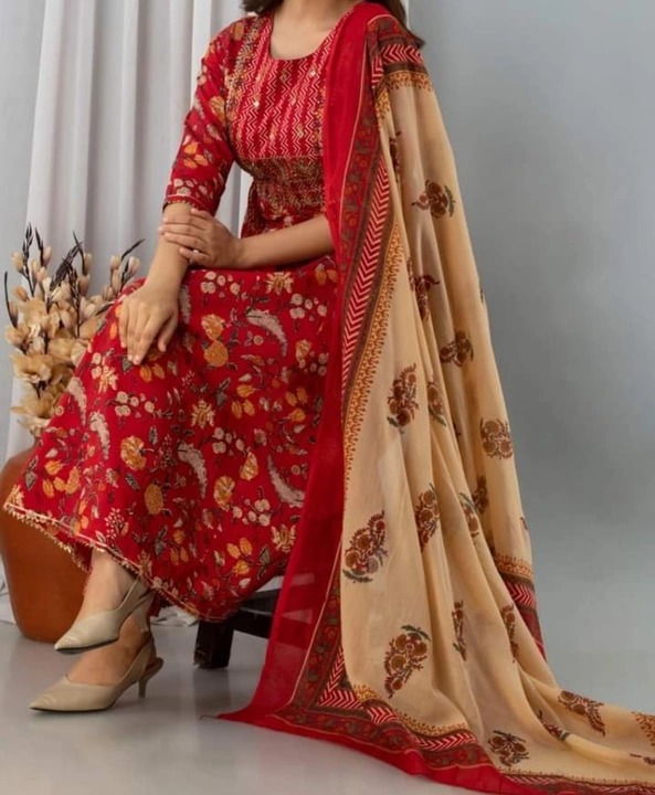 Anarkali kurti and Dupatta set uploaded by Samridhi Fashion on 8/17/2022