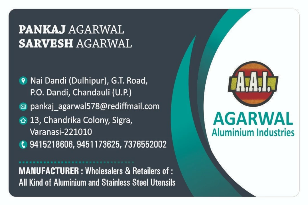 Visiting card store images of Agarwal Aluminium Industries