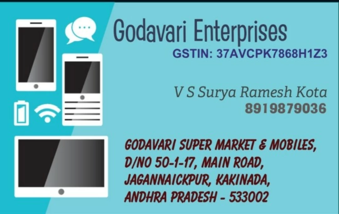 Visiting card store images of Godavari Enterprises