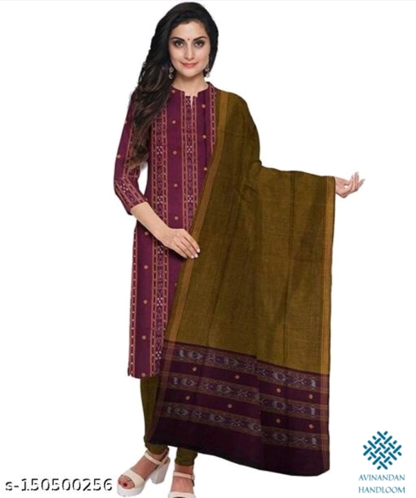 Sambalpuri handloom buti with pure tye and dye ikat ladies dress material uploaded by Avinandaan Handloom on 8/17/2022
