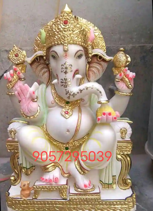 Makrana marble Ganesh Ji status  uploaded by Aarti marble Murti art Ramgarh Alwar Rajasthan on 8/18/2022