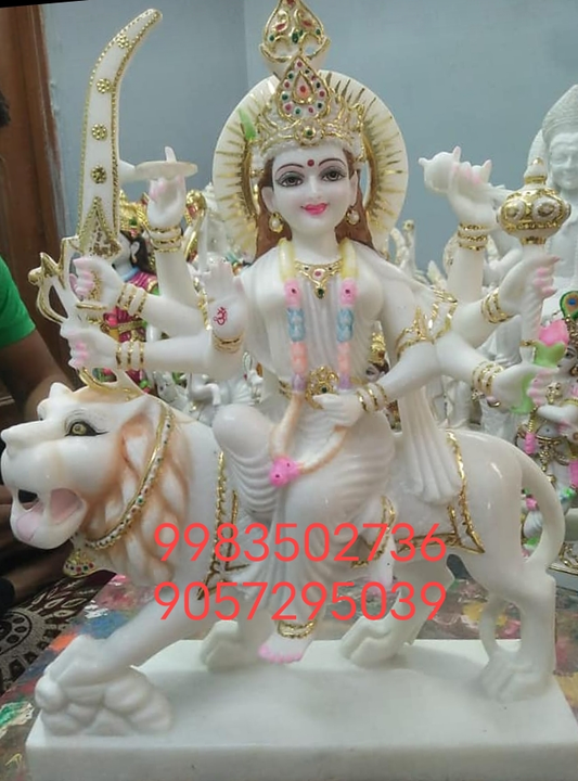 Makrana marble Durga status  uploaded by Aarti marble Murti art Ramgarh Alwar Rajasthan on 8/18/2022