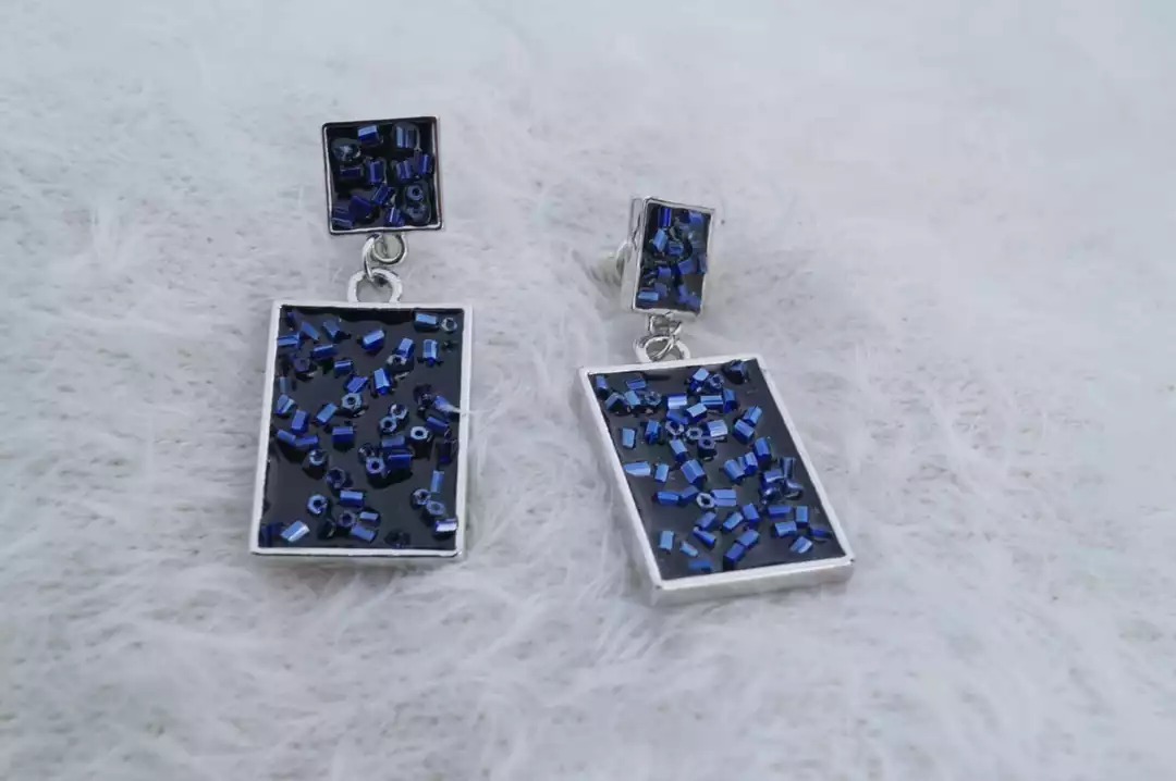 Dark blue resin modern themed earrings  uploaded by kaizen arts on 8/18/2022