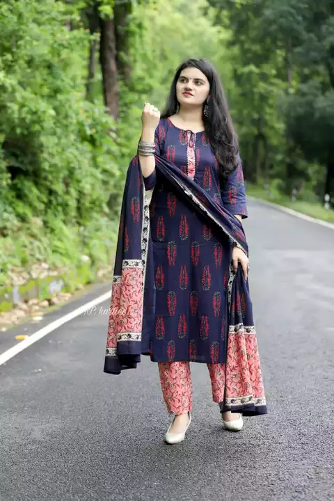 Post image *pure cotton kurtis*

Beautiful cotton straight suit🪷
Premium qualityBeautiful kurta pant dupatta set in new colour
Cotton fabric beautiful print all over with stylish pant
 Dori attached in neck
*Size*-36 38 40 42 44 46
 *Material* - cotton

Kurti length - 46 inchesPant length - 38-39 inchesDupatta - 2.5 meter 
 *Price - 1499/- fs
dispatch ready