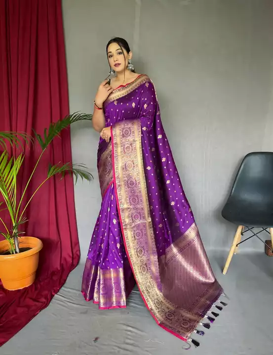 Pure soft silk saree with 9 inch gold and silver meena weaved border uploaded by JK COLLECTION 🛍️ on 8/18/2022