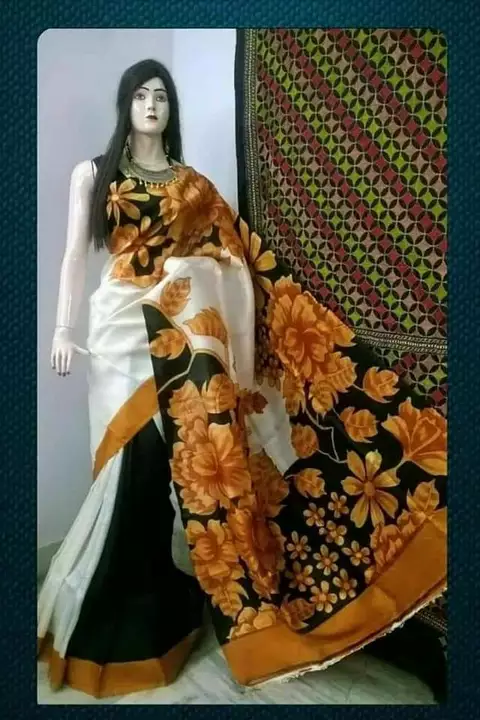 Post image Hand painted Pure Silk Sarees 
Length:- 6.5 meter 
With Blouse Piece 
With SilkMark Tag