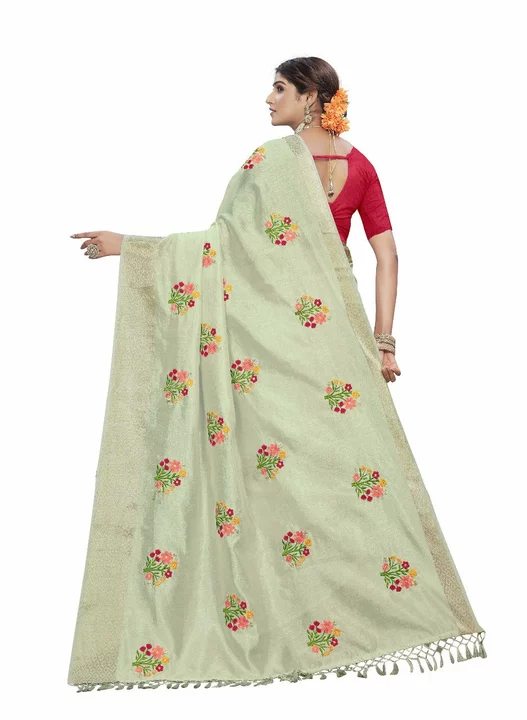 Product image with price: Rs. 580, ID: pure-silk-lilen-embroidery-work-saree-c9ff49da