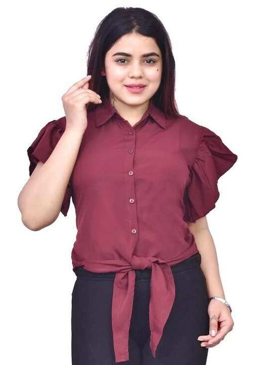 Baju frill collar top poly crepe uploaded by business on 8/19/2022