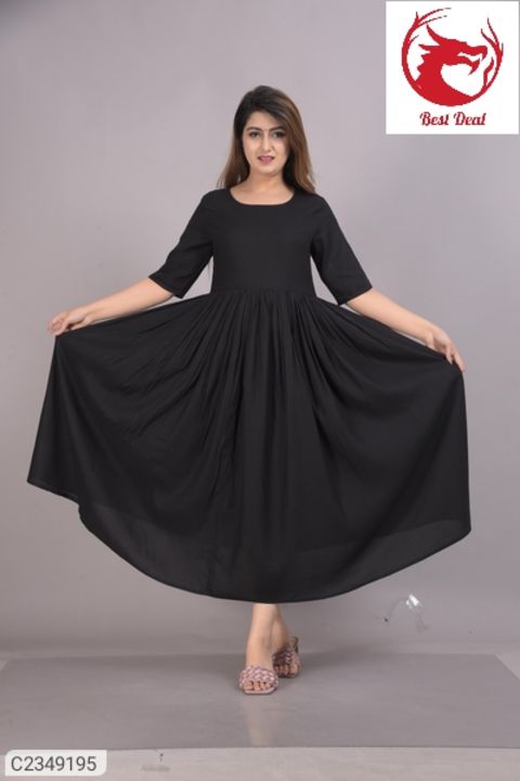 Women's Stylish Solid Anarkali Long Rayon Kurta uploaded by business on 8/19/2022