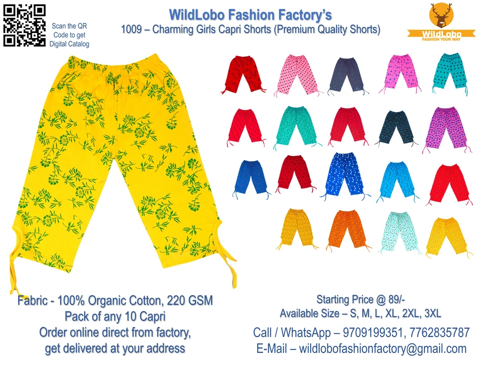 Product image of 1009-Girls Capri Shorts, price: Rs. 89, ID: 1009-girls-capri-shorts-57972a8a