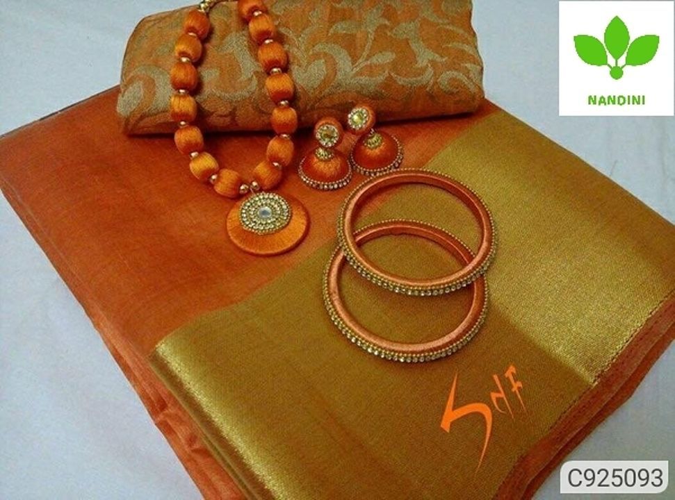 Tussar silk with matching jewellery set  silk uploaded by business on 6/23/2020