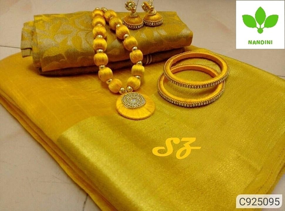 Solid range Tussar silk with matching jewellery set  uploaded by business on 6/23/2020