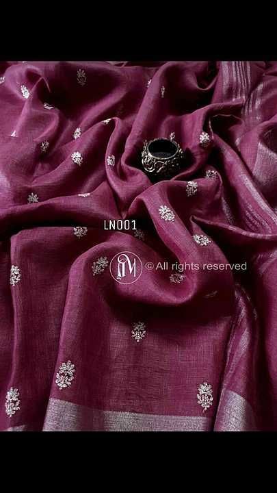 AQDS LINEN LINEN BUTA EMBODIED SAREE uploaded by business on 11/28/2020
