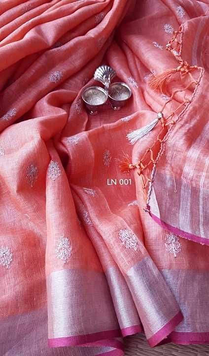 AQDS LINEN LINEN BUTA EMBODIED SAREE uploaded by Unique fashion on 11/28/2020