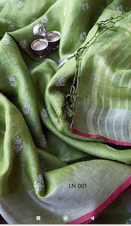 AQDS LINEN LINEN BUTA EMBODIED SAREE uploaded by business on 11/28/2020