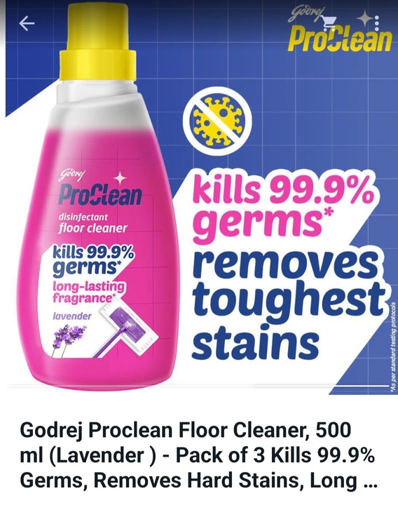 Godrej proclean floor cleaner 500gm -3 pack set mrp 186  uploaded by Samarth global on 8/20/2022