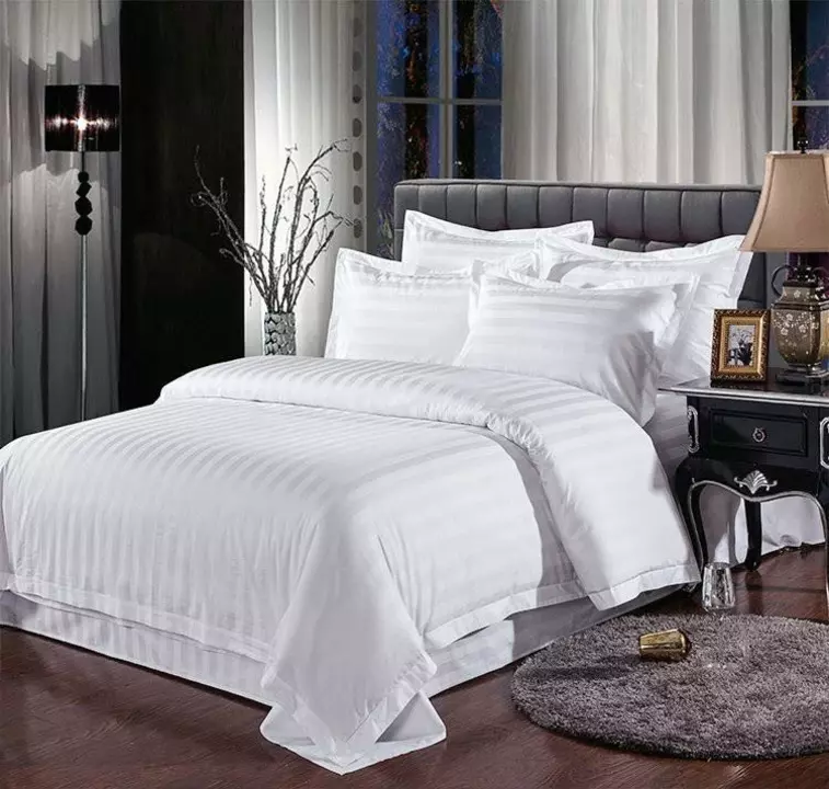 HOTEL WHITE 300 TC SATIN STRIPE BED SHEET SET uploaded by INDIAN BEDDING COMPANY on 8/20/2022