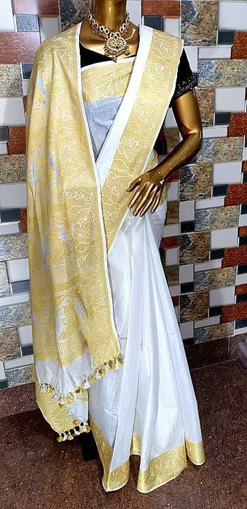 Cotton linen design saree uploaded by business on 11/28/2020