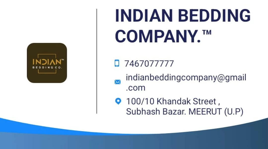 Visiting card store images of INDIAN BEDDING COMPANY