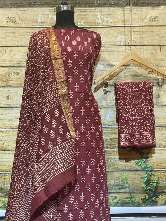 Upada soft silk dabu print full dress material with shiffon Dupatta uploaded by The Artisan Krisha on 8/21/2022